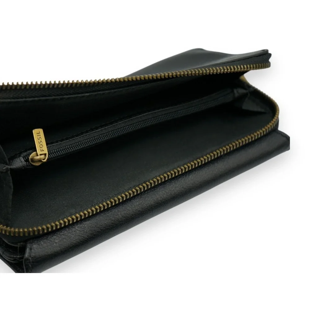 FOSSIL JORI FLAP CLUTCH Women's Black Leather Wallet  8
